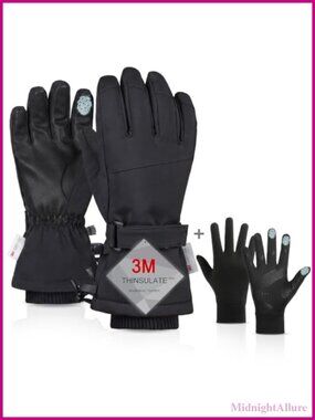 2-in-1 Winter Gloves Men 3M Thinsulate Waterproof Touchscreen Snow Gloves